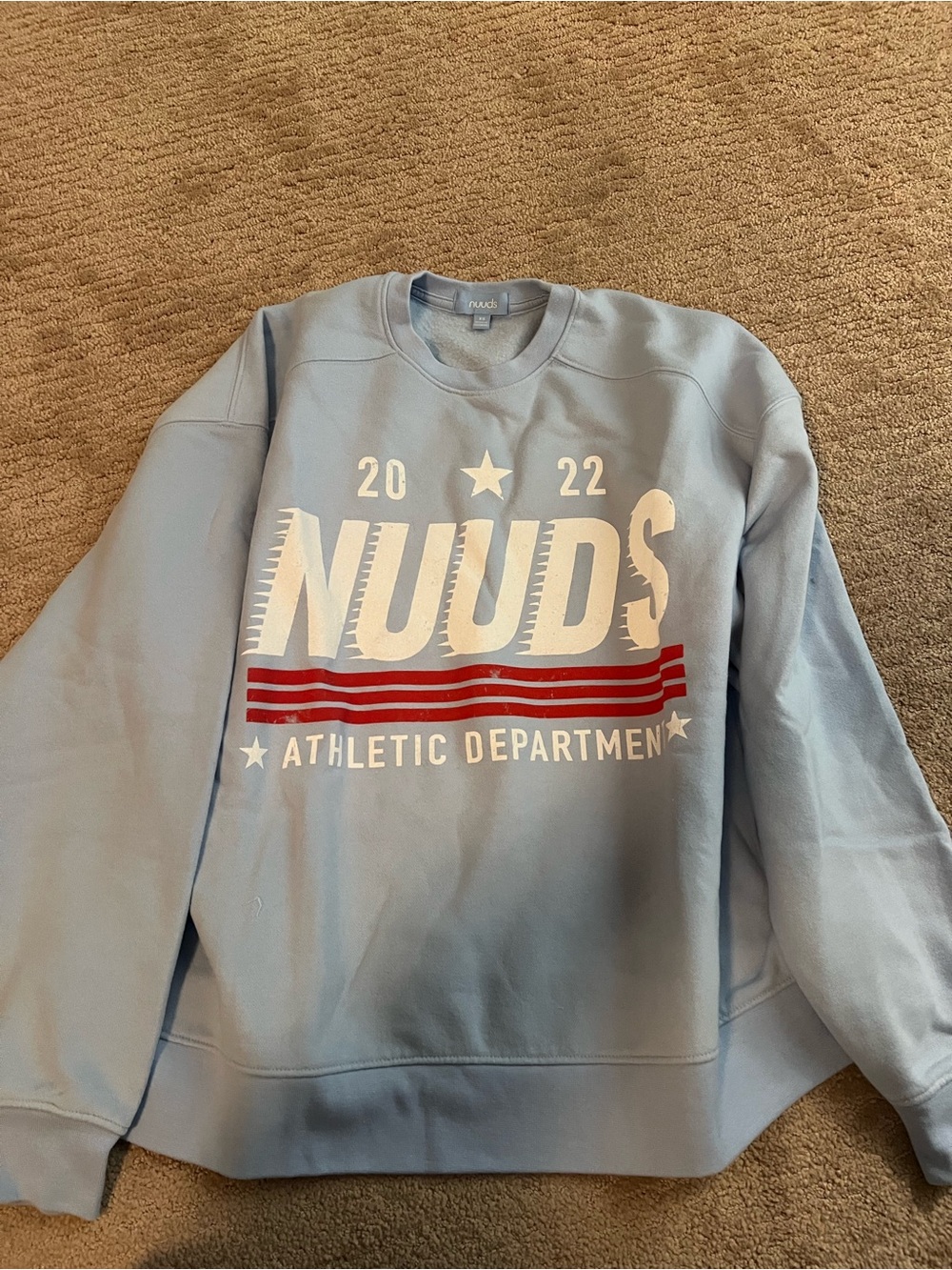 Nuuds Athletic Department Light Blue Crewneck Sweatshirt